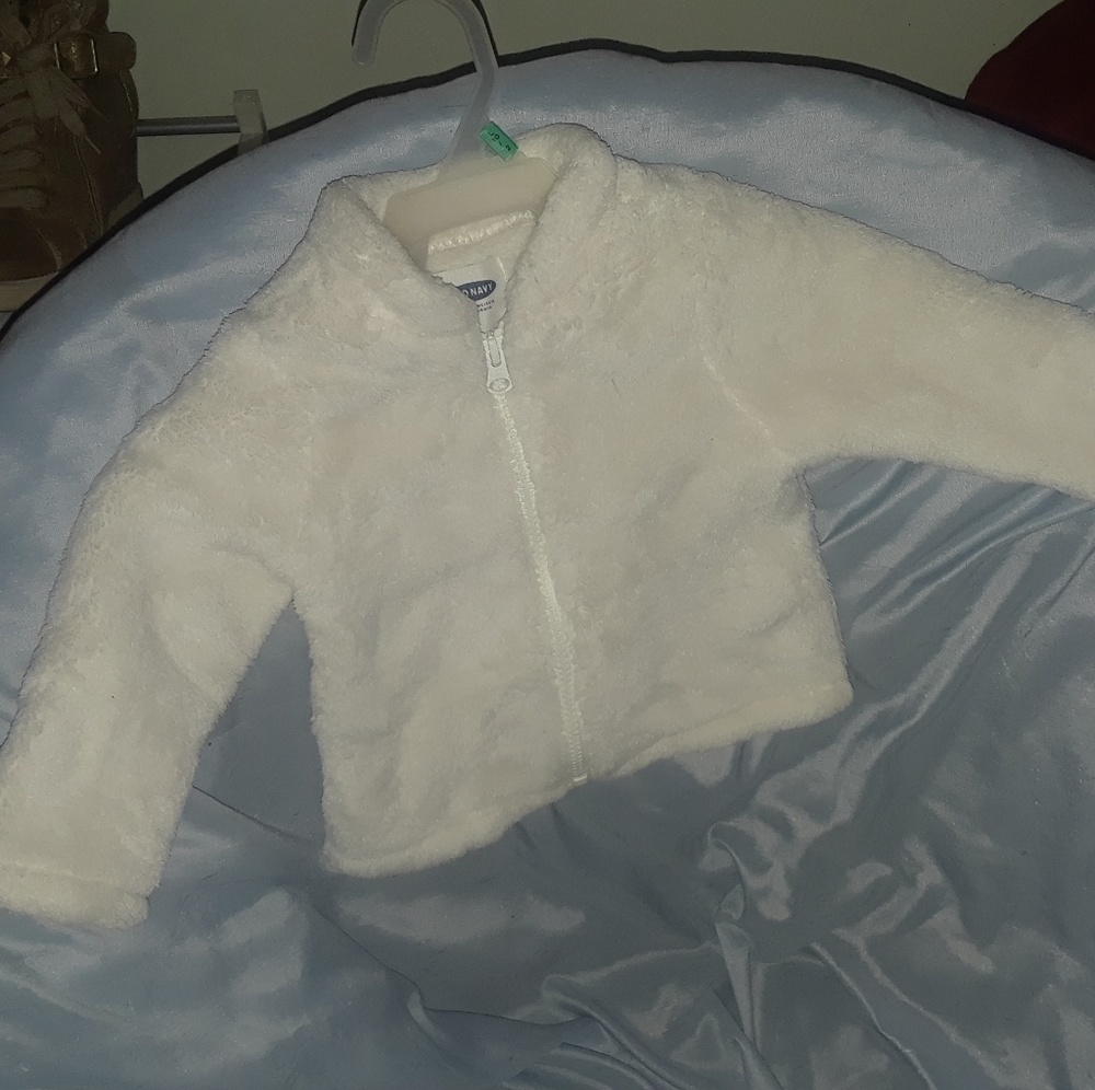 Girls white fur jacket Size 12-18 months
